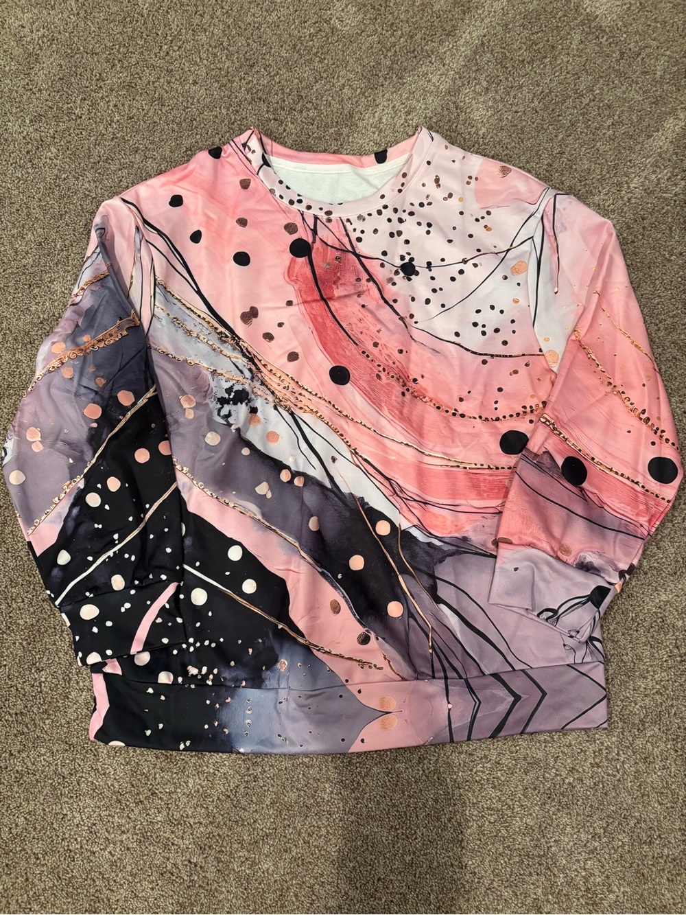 Pink Abstract Print Crewneck Sweatshirt